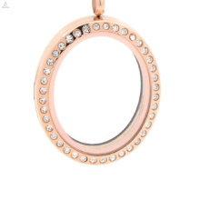 Mode Edelstahl magnetische Rose Gold Kristall Oval schwimmende Charms Anhänger Medaillon